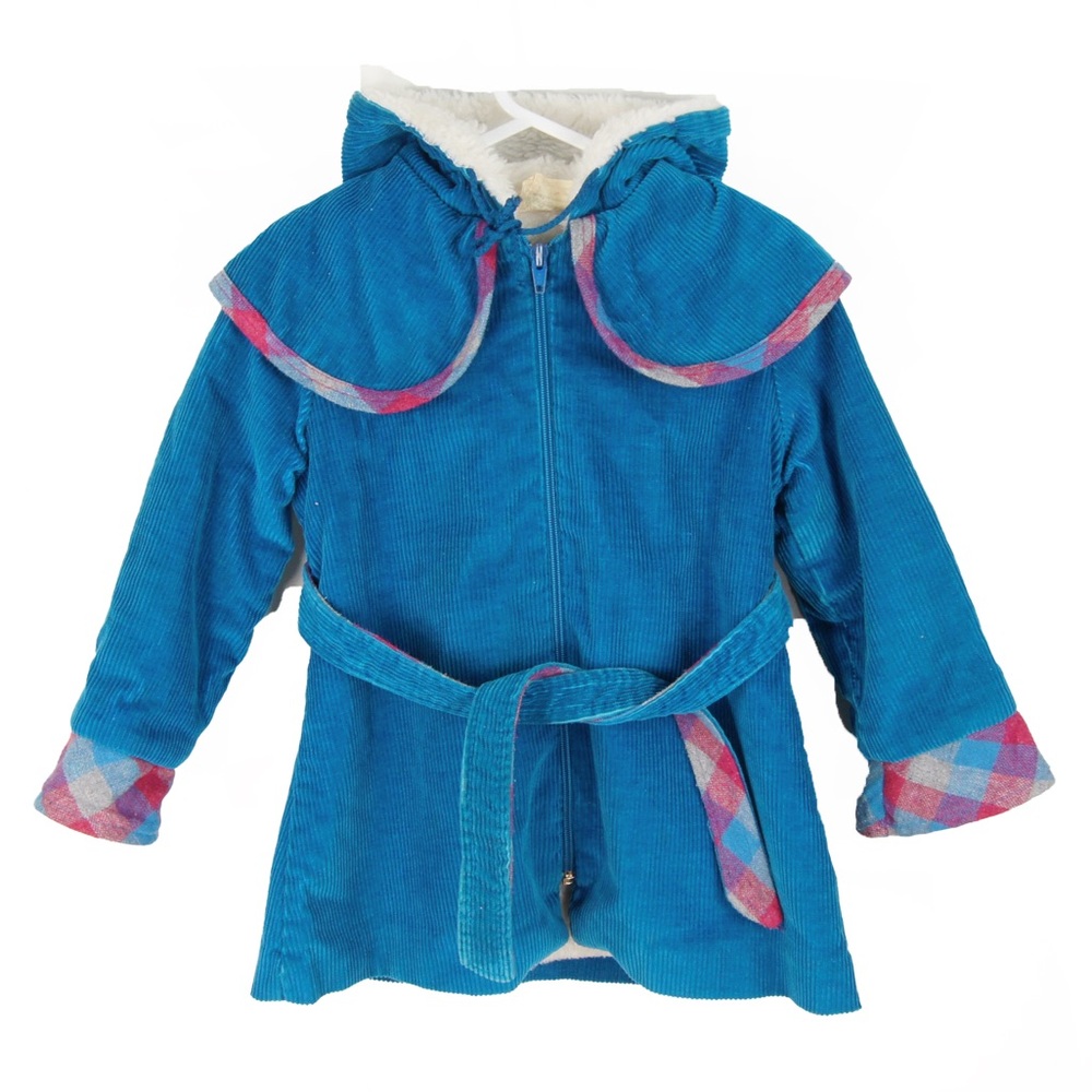 Vintage 70s 80s Winne Pooh Sears Blue Courduory Faux Fur Lined Jacket Coat